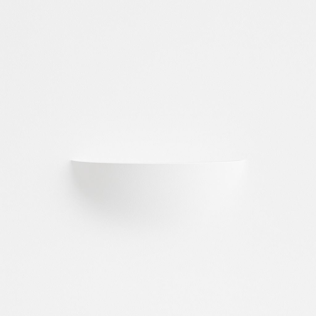An unlit Clérachic trimless wall light shows its curved shade flush against a plain white wall.