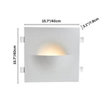 A dimension diagram of the Clérachic trimless wall light labels its 40 cm square profile and 7.9 cm depth.