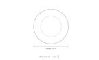 Technical dimension drawing of the Clérachic White Wall Light for Garden, Curved Aluminium Arm, IP65, 18 cm — 18 cm (7.1″) across, drawn to scale.