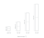 Technical dimension drawing of the Clérachic White Wall Light for Hallway, Aluminium and Acrylic, 41 cm in 4 sizes — 5.5 × 9.8 cm (2.2 × 3.9″), 7 × 20.5 cm (2.8 × 8.1″), 7 × 41 cm (2.8 × 16.1″), 7 × 61 cm (2.8 × 24″), drawn to one scale.