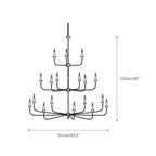 The Clérachic Wisp Grande chandelier dimension diagram for the 18-head size: 161cm/63.5" wide by 152cm/60" tall.