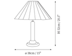 Clérachic table lamp dimension drawing, every measurement marked in centimetres and inches.