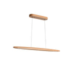 Beech Clérachic pendant from the front on a white backdrop, its long, tapered body hung level on two wires.
