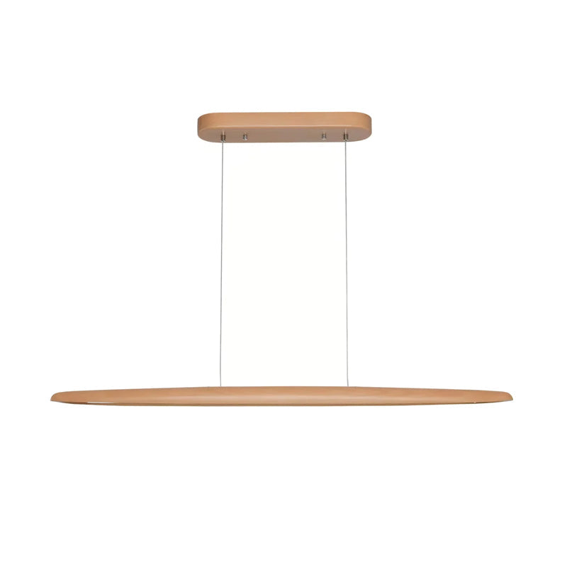 Clérachic beech pendant, front view, with a wide, thin body hung level beneath its oval canopy, on a white background.