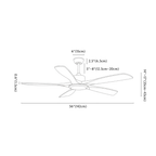 Clérachic light dimension drawing, 142 cm, every measurement marked in centimetres and inches.