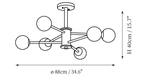 Dimension drawing of this Clérachic ceiling light, with its 88 cm diameter and 40 cm height marked.