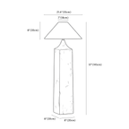 Clérachic floor lamp dimension drawing, 55 × 145 cm, every measurement marked in centimetres and inches.