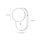 Clérachic wall light dimension drawing, every measurement marked in centimetres and inches.