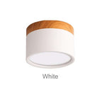 Clérachic Wood-Grain Cylinder Ceiling Light in White, shown from below against a plain studio background.