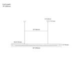Clérachic pendant light dimension drawing, 43 110 cm, every measurement marked in centimetres and inches.