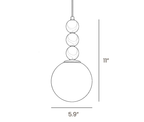 Dimension drawing of this Clérachic pendant, with its height and width marked.