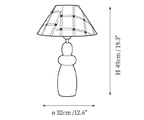 Clérachic table lamp dimension drawing, 3 of 4, every measurement marked in centimetres and inches.