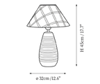 Clérachic table lamp dimension drawing, 4 of 4, every measurement marked in centimetres and inches.