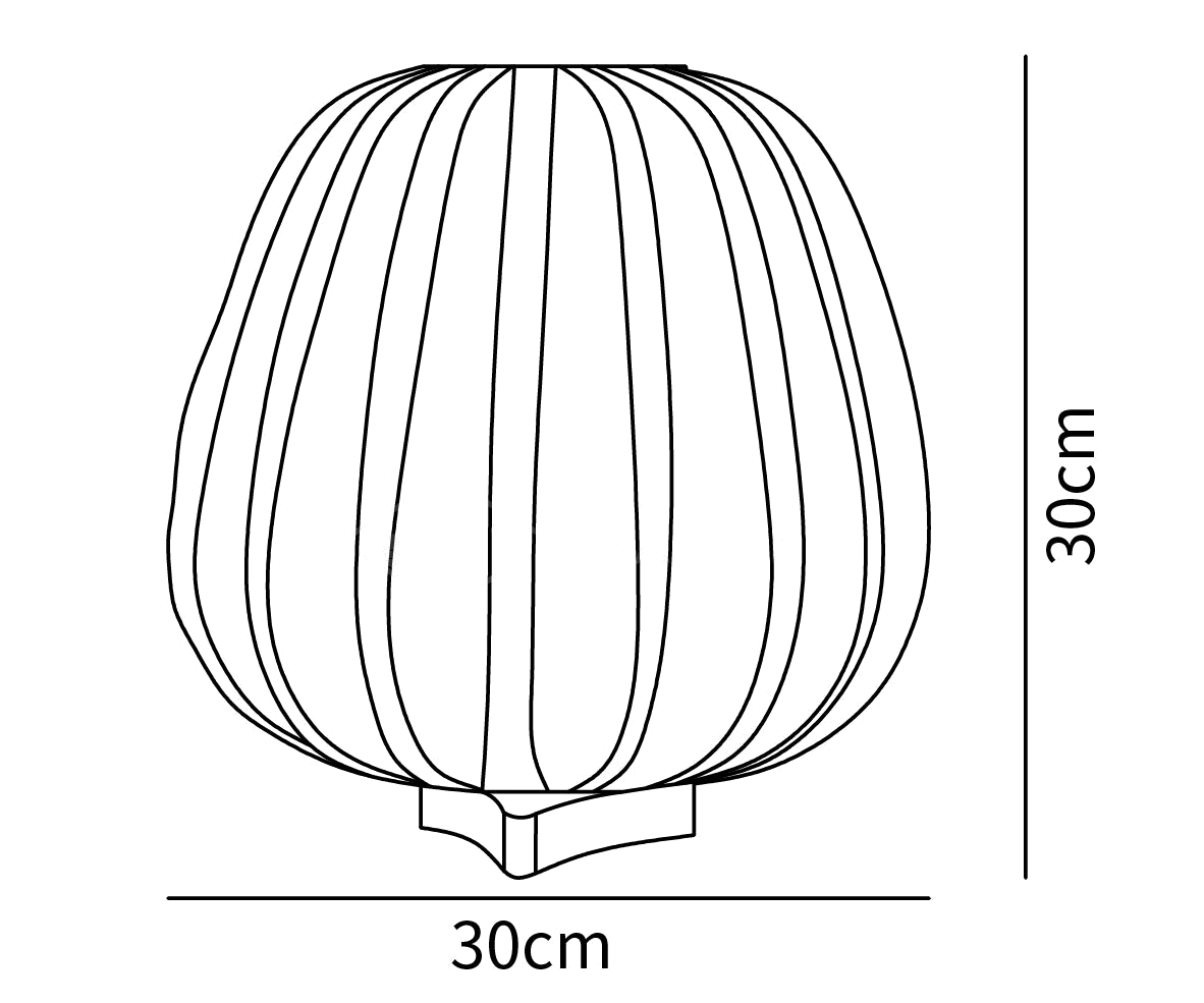 Dimension drawing of this Clérachic table lamp, with its height of 30 cm and width of 30 cm marked.