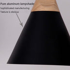 Close-up callout on the Clérachic cone pendant's pure aluminum shade, highlighting its smooth painted texture.