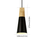 Size drawing of the slim black Clérachic cone pendant, 275 mm (10.8″) tall and 108 mm (4.3″) wide.