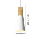 Size drawing of the slim white Clérachic cone pendant, 275 mm (10.8″) tall and 108 mm (4.3″) wide.