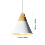 Size drawing of the wide white Clérachic cone pendant, 240 mm (9.4″) tall and 220 mm (8.6″) wide.
