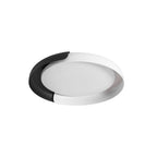 A white and black Clérachic ceiling light with a frosted disc, shown at an angle on a plain white backdrop.
