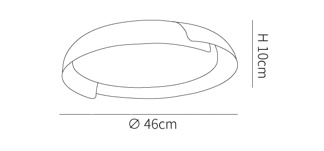 Clérachic ceiling light dimension drawing, every measurement marked in centimetres and inches.