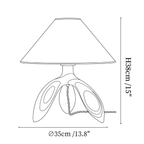 Clérachic table lamp dimension drawing, every measurement marked in centimetres and inches.