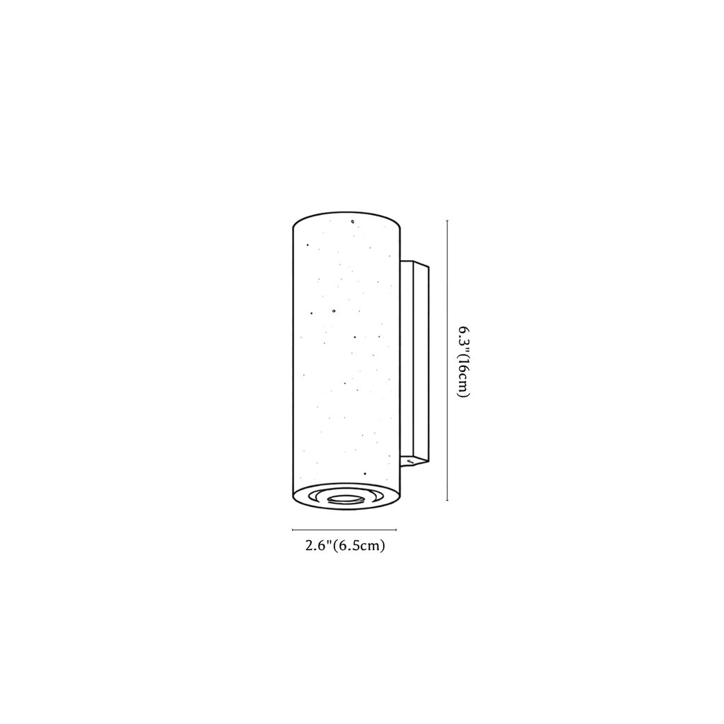 Clérachic wall light dimension drawing, 2 of 2, every measurement marked in centimetres and inches.
