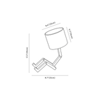 Clérachic table lamp dimension drawing, every measurement marked in centimetres and inches.