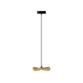 Single Clérachic wooden leaf pendant on one black cable from a small round canopy, shown on white.