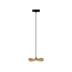 Single Clérachic wooden leaf pendant on one black cable from a small round canopy, shown on white.