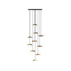 Tall slim cluster of light wood Clérachic leaf pendants descending in a narrow column, on a white background.