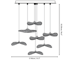 Dimension drawing of this Clérachic seven-leaf pendant, with its overall height and spread marked.