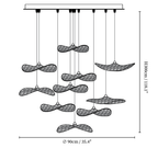 Dimension drawing of this Clérachic ten-leaf pendant, with its height and width marked.