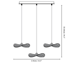 Dimension drawing of this Clérachic three-leaf bar pendant, with its height and length marked.