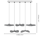 Dimension drawing of this Clérachic five-leaf bar pendant, with its height and length marked.