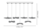 Dimension drawing of this Clérachic seven-leaf bar pendant, with its height and length marked.