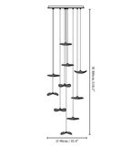 Dimension drawing of this Clérachic tall leaf pendant cluster, with its drop and width marked.