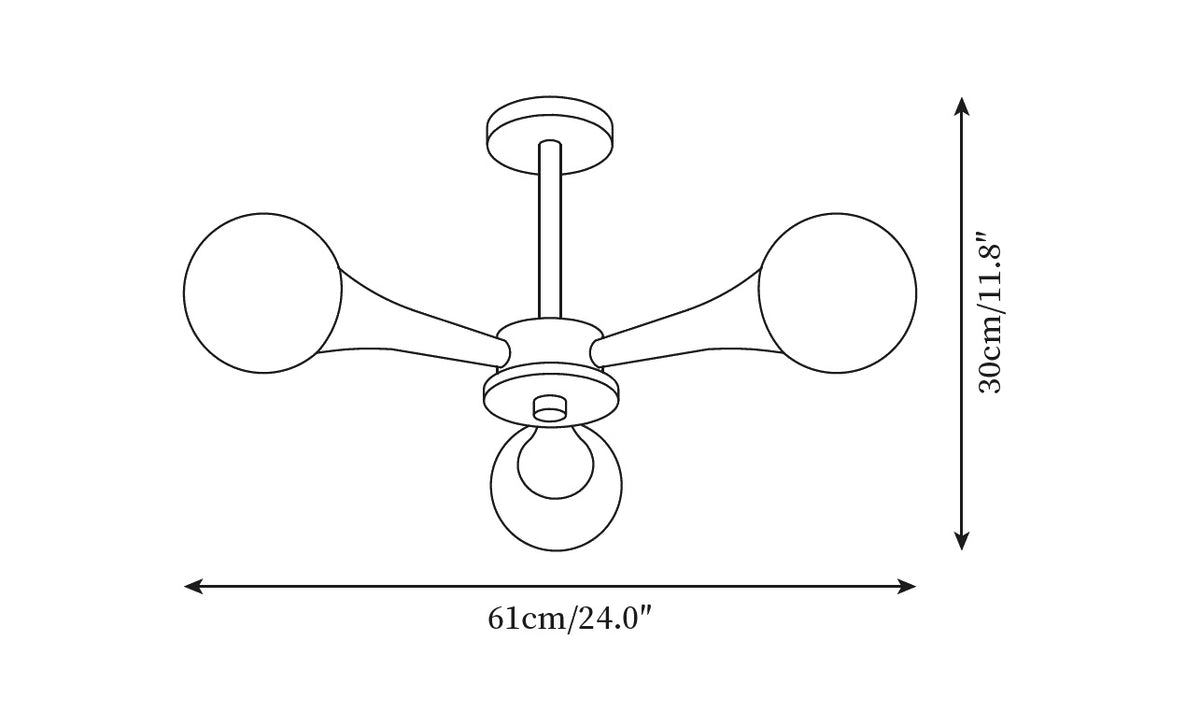 Dimension drawing of the wooden nera chandelier, in outline against white.
