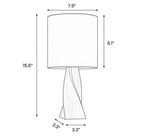 Dimension drawing of this Clérachic table lamp, with its height, shade size and base width marked.