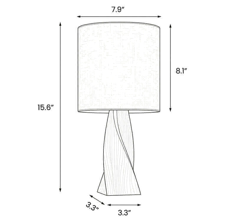 Dimension drawing of this Clérachic table lamp, with its height, shade size and base width marked.