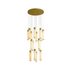 Clérachic Zeal chandelier cut out on white, showing the full brass canopy and the cluster of alabaster drops below.