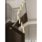 Clérachic Zeal cascade descending a dark timber stairwell framed by slim black screens.