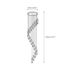 The Clérachic Zeal drawing for the 18-drop version, 60 cm / 23.6 in wide with a 200 cm / 78.7 in drop.