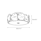Line drawing of the Clérachic ceiling light, marked 45 cm across and 24 cm deep with the alabaster ring shown.
