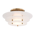 Clérachic Zovena semi-flush light shown level, the widest alabaster disc uppermost and the smallest closing the stack underneath.