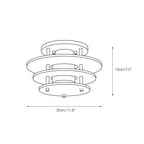Dimension drawing for the small Clérachic Zovena semi-flush ceiling light, 30 cm (11.8″) wide and 19 cm (7.5″) high.