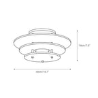 Dimension drawing for the large Clérachic Zovena semi-flush ceiling light, 40 cm (15.7″) wide and 19 cm (7.5″) high.