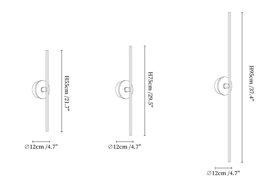 Dimension drawing of the zylaro stone wall light, in outline against white.