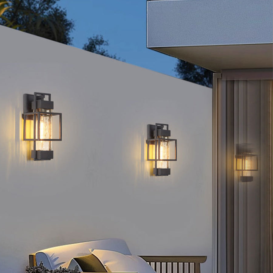 Vintage Wrought Iron Outdoor Wall Sconce, Black Matte, Warm LED Glow