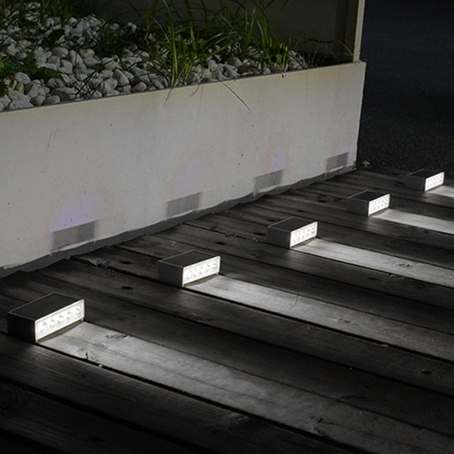 ABS Solar Step Light Fixtures With Dusk-To-Dawn Sensor, Gray