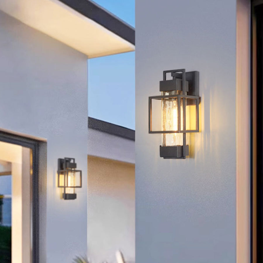 Vintage Wrought Iron Outdoor Wall Sconce, Black Matte, Warm LED Glow